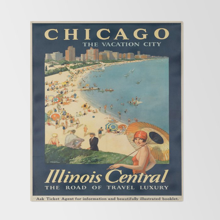 Vintage poster - Chicago Throw Blanket Gallery Image 2