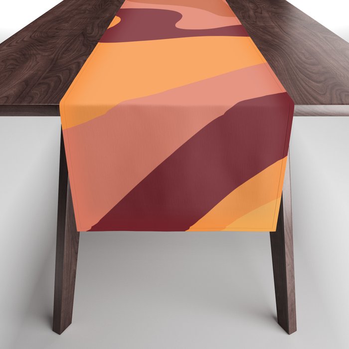Retro Liquid Swirl Abstract Pattern Square in Warm Terracotta Earth Tones Table Runner Gallery Image 1