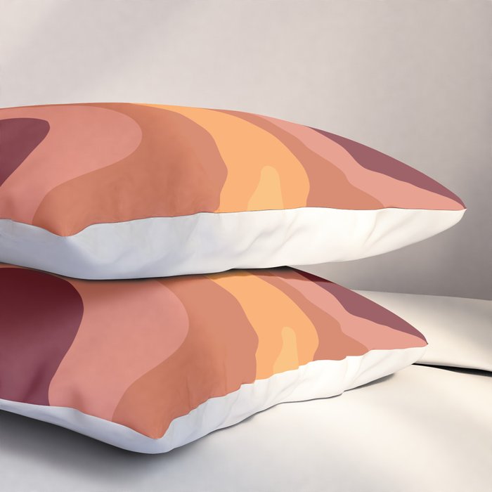 Retro Liquid Swirl Abstract Pattern Square in Warm Terracotta Earth Tones Pillow Sham Gallery Image 3