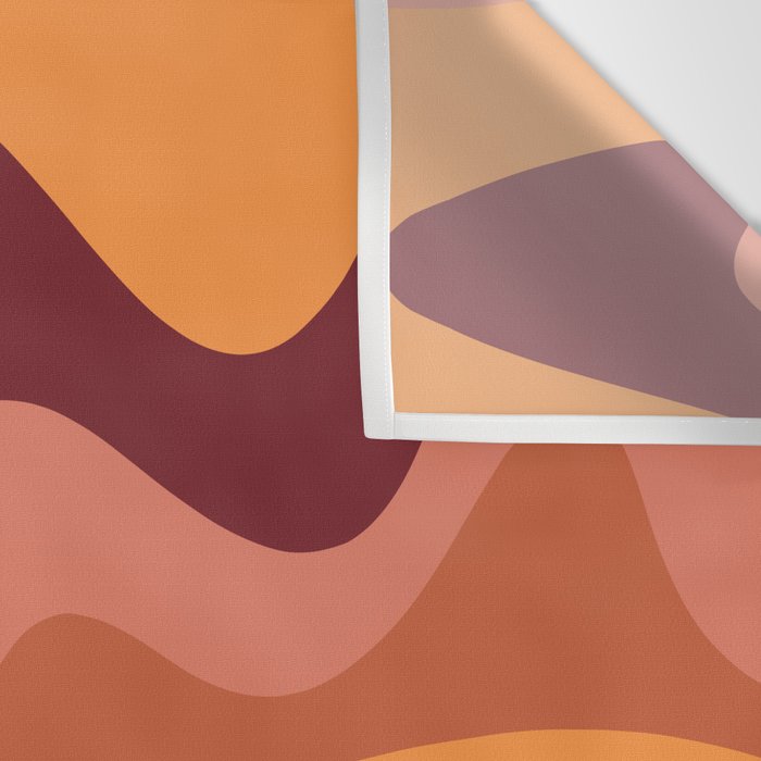 Retro Liquid Swirl Abstract Pattern Square in Warm Terracotta Earth Tones Wall Tapestry Gallery Image 3