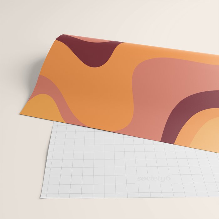Retro Liquid Swirl Abstract Pattern Square in Warm Terracotta Earth Tones Wrapping Paper Gallery Image 2