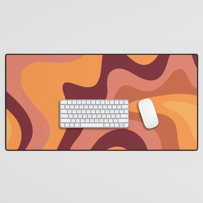 Retro Liquid Swirl Abstract Pattern Square in Warm Terracotta Earth Tones Desk Mat Gallery Image 1