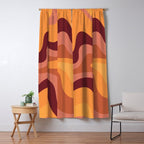 Retro Liquid Swirl Abstract Pattern Square in Warm Terracotta Earth Tones Window Curtain Gallery Image 5