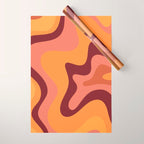 Retro Liquid Swirl Abstract Pattern Square in Warm Terracotta Earth Tones Wrapping Paper Gallery Image 1