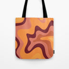 Retro Liquid Swirl Abstract Pattern Square in Warm Terracotta Earth Tones Tote Bag Gallery Image 1