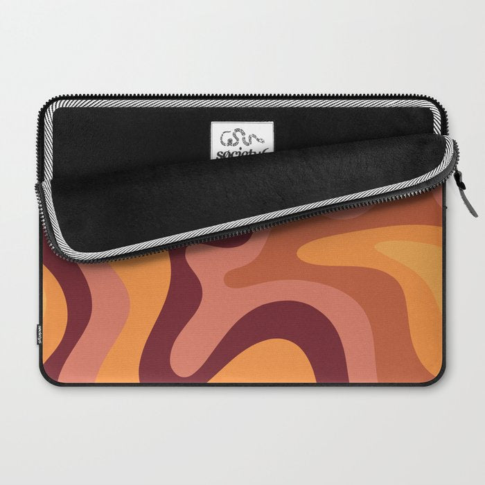 Retro Liquid Swirl Abstract Pattern Square in Warm Terracotta Earth Tones Laptop Sleeve Gallery Image 2