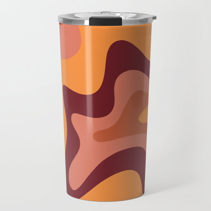 Retro Liquid Swirl Abstract Pattern Square in Warm Terracotta Earth Tones Travel Mug Gallery Image 1