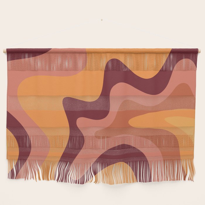 Retro Liquid Swirl Abstract Pattern Square in Warm Terracotta Earth Tones Wall Hanging Gallery Image 1