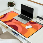 Retro Liquid Swirl Abstract Pattern Square in Warm Terracotta Earth Tones Desk Mat Gallery Image 2
