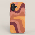 Retro Liquid Swirl Abstract Pattern Square in Warm Terracotta Earth Tones iPhone Case Gallery Image 1