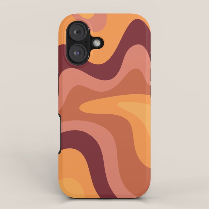 Retro Liquid Swirl Abstract Pattern Square in Warm Terracotta Earth Tones iPhone Case Gallery Image 1
