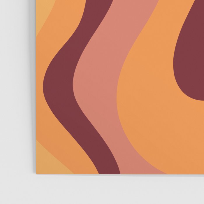 Retro Liquid Swirl Abstract Pattern Square in Warm Terracotta Earth Tones Poster Gallery Image 3