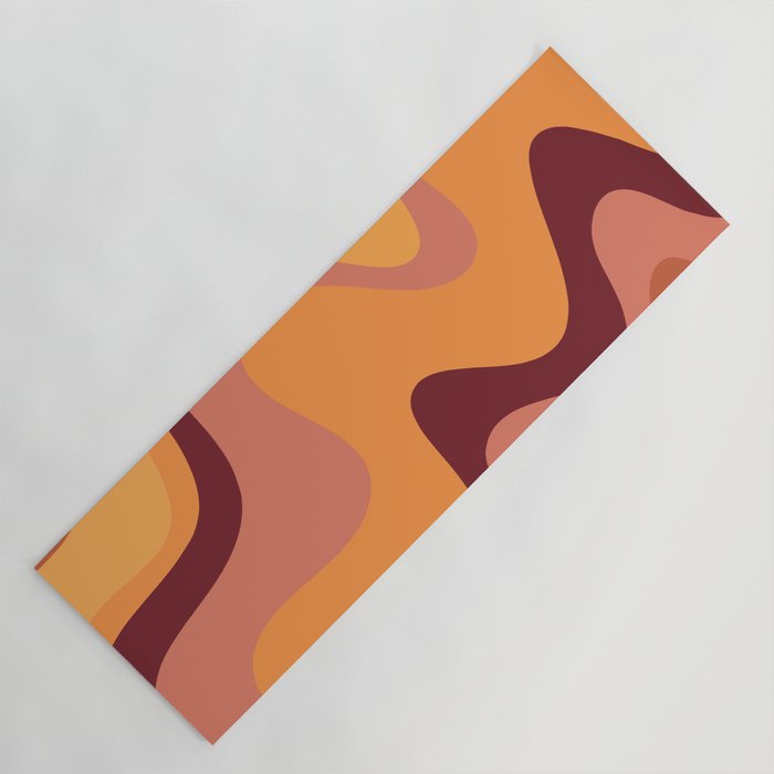 Retro Liquid Swirl Abstract Pattern Square in Warm Terracotta Earth Tones Yoga Mat Gallery Image 1