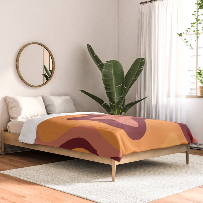 Retro Liquid Swirl Abstract Pattern Square in Warm Terracotta Earth Tones Comforter Gallery Image 2