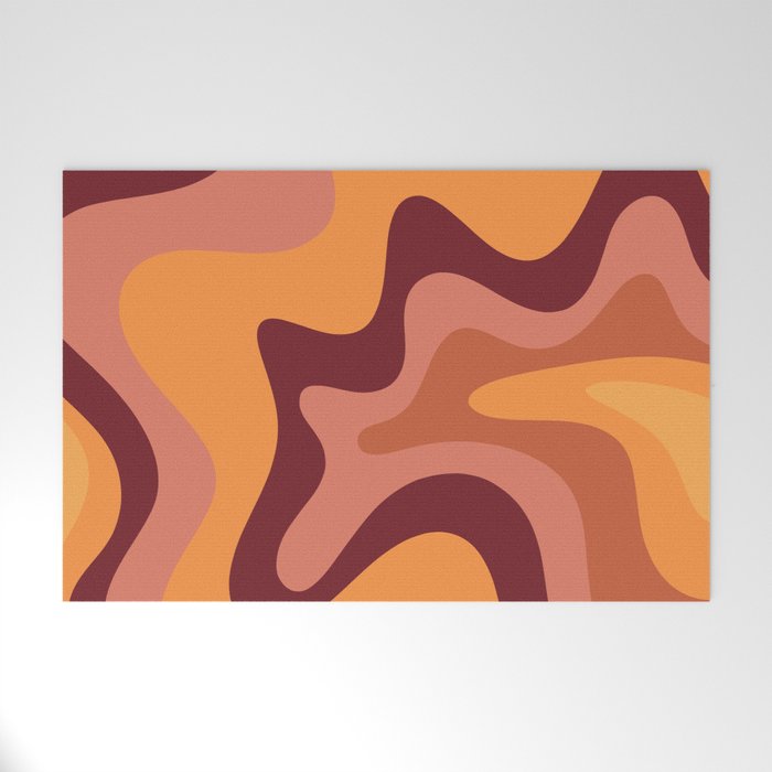 Retro Liquid Swirl Abstract Pattern Square in Warm Terracotta Earth Tones Welcome Mat Gallery Image 1