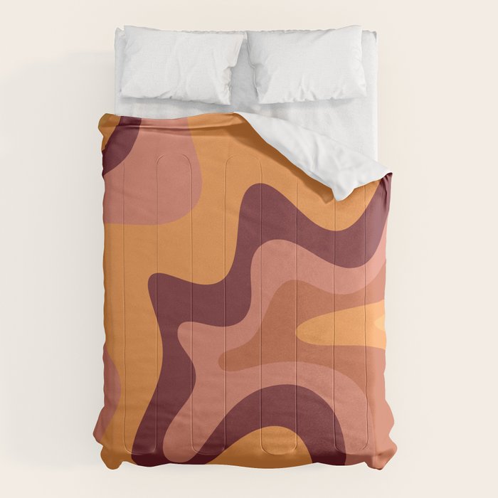 Retro Liquid Swirl Abstract Pattern Square in Warm Terracotta Earth Tones Comforter Gallery Image 6