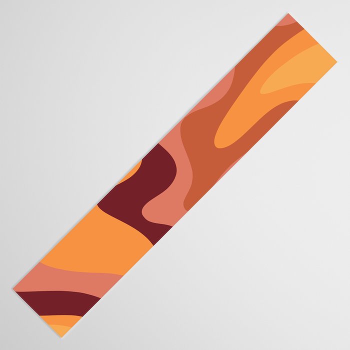 Retro Liquid Swirl Abstract Pattern Square in Warm Terracotta Earth Tones Table Runner Gallery Image 3