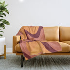Retro Liquid Swirl Abstract Pattern Square in Warm Terracotta Earth Tones Throw Blanket Gallery Image 1