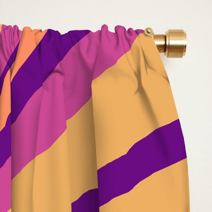 Fluid Vibes Retro Aesthetic Swirl Abstract Mustard Magenta Purple Orange Window Curtain Gallery Image 2