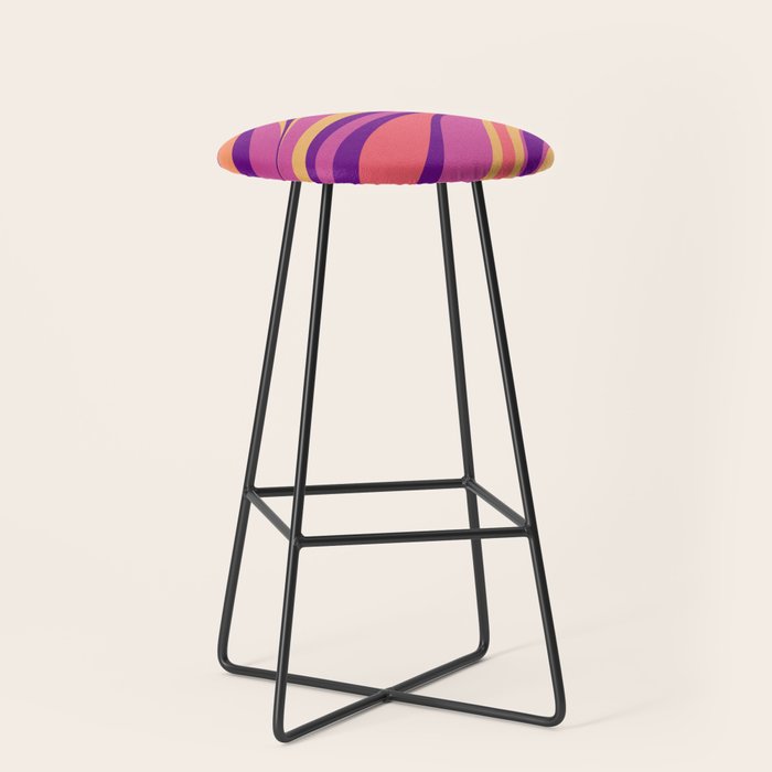 Fluid Vibes Retro Aesthetic Swirl Abstract Mustard Magenta Purple Orange Stool Gallery Image 1
