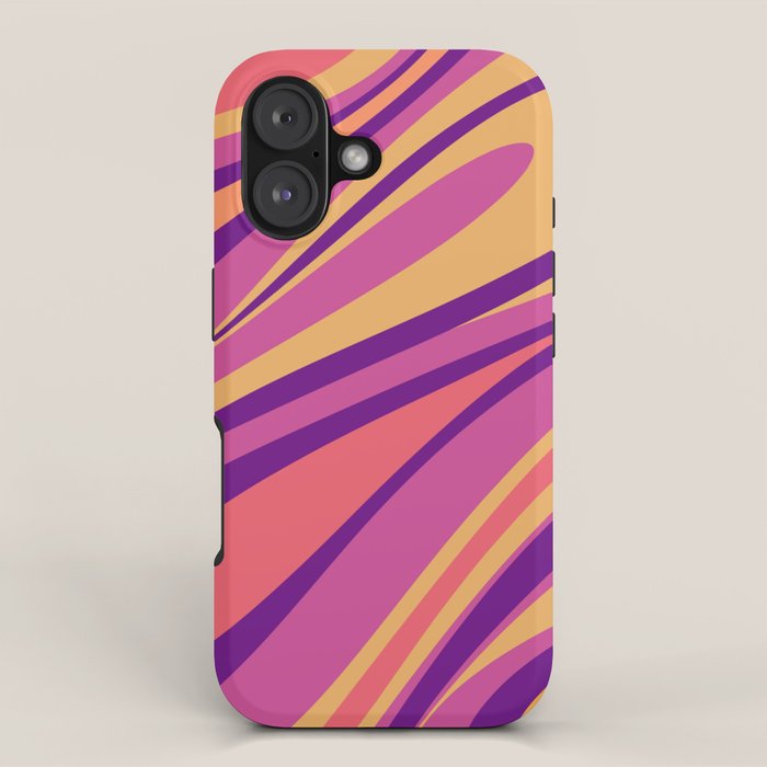 Fluid Vibes Retro Aesthetic Swirl Abstract Mustard Magenta Purple Orange iPhone Case Gallery Image 1