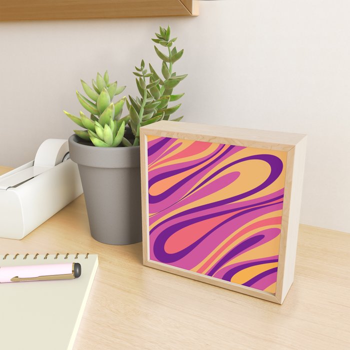 Fluid Vibes Retro Aesthetic Swirl Abstract Mustard Magenta Purple Orange Mini Art Print Gallery Image 2