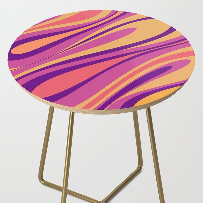 Fluid Vibes Retro Aesthetic Swirl Abstract Mustard Magenta Purple Orange Side Table Gallery Image 2