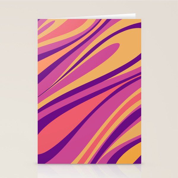 Fluid Vibes Retro Aesthetic Swirl Abstract Mustard Magenta Purple Orange Stationery Card Gallery Image 1
