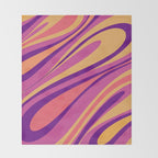Fluid Vibes Retro Aesthetic Swirl Abstract Mustard Magenta Purple Orange Throw Blanket Gallery Image 2