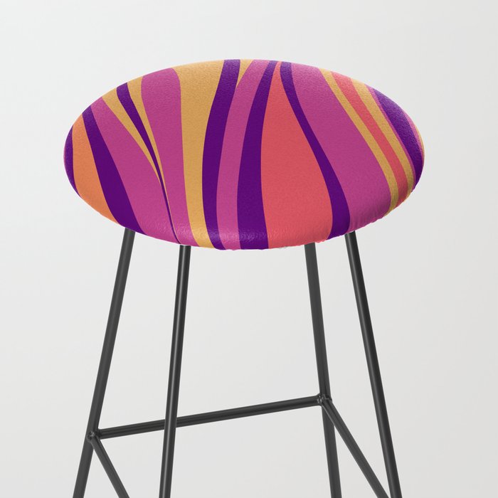 Fluid Vibes Retro Aesthetic Swirl Abstract Mustard Magenta Purple Orange Stool Gallery Image 2