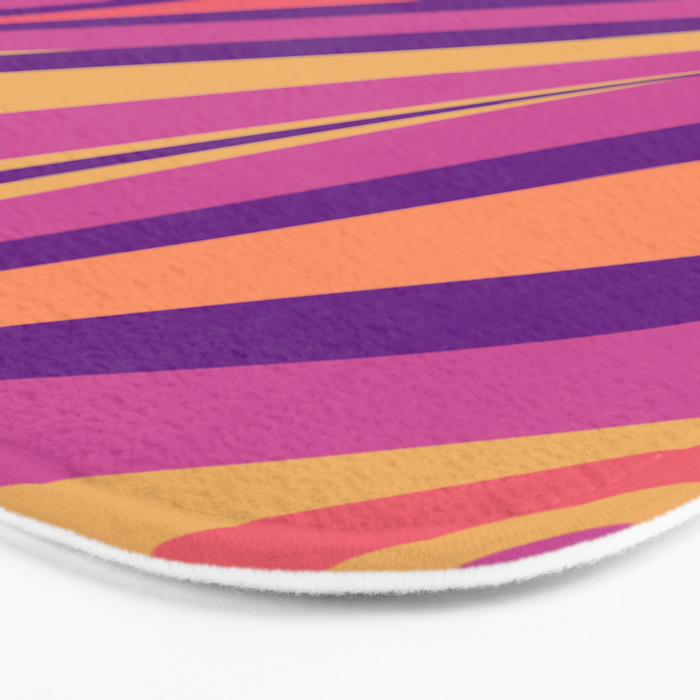 Fluid Vibes Retro Aesthetic Swirl Abstract Mustard Magenta Purple Orange Bath Mat Gallery Image 3