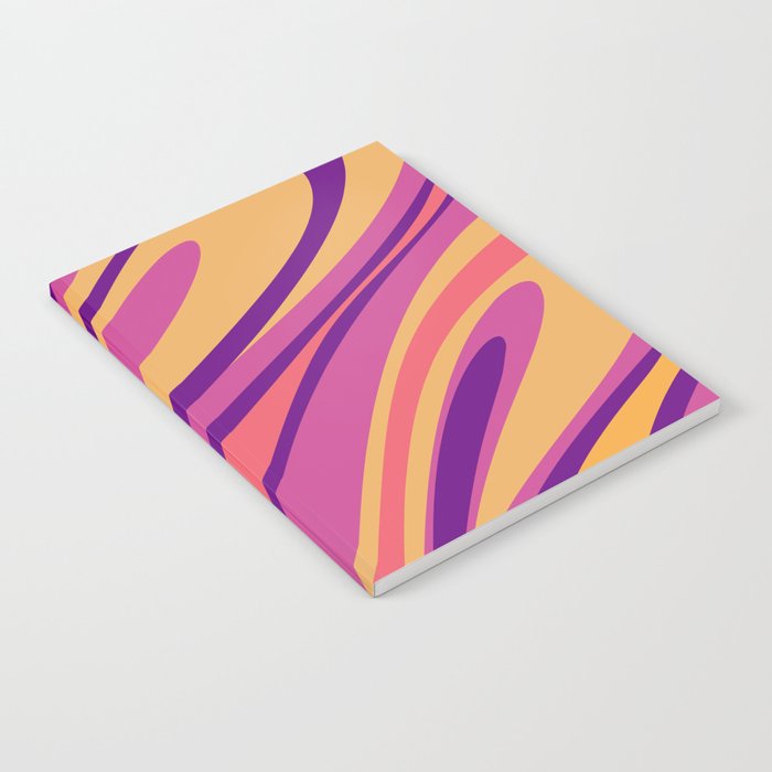 Fluid Vibes Retro Aesthetic Swirl Abstract Mustard Magenta Purple Orange Notebook Gallery Image 2