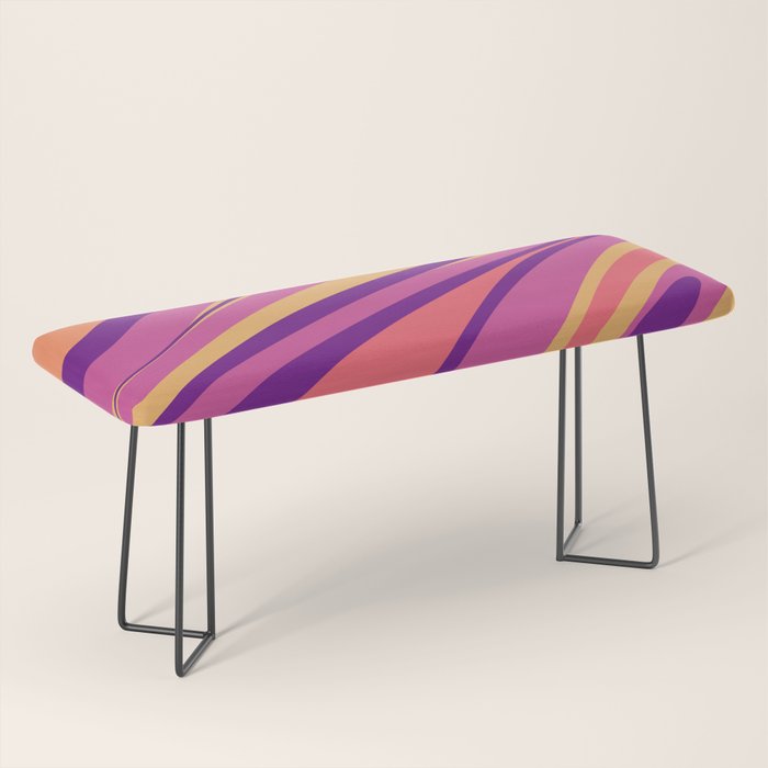 Fluid Vibes Retro Aesthetic Swirl Abstract Mustard Magenta Purple Orange Bench Gallery Image 1