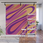 Fluid Vibes Retro Aesthetic Swirl Abstract Mustard Magenta Purple Orange Wall Mural Gallery Image 1