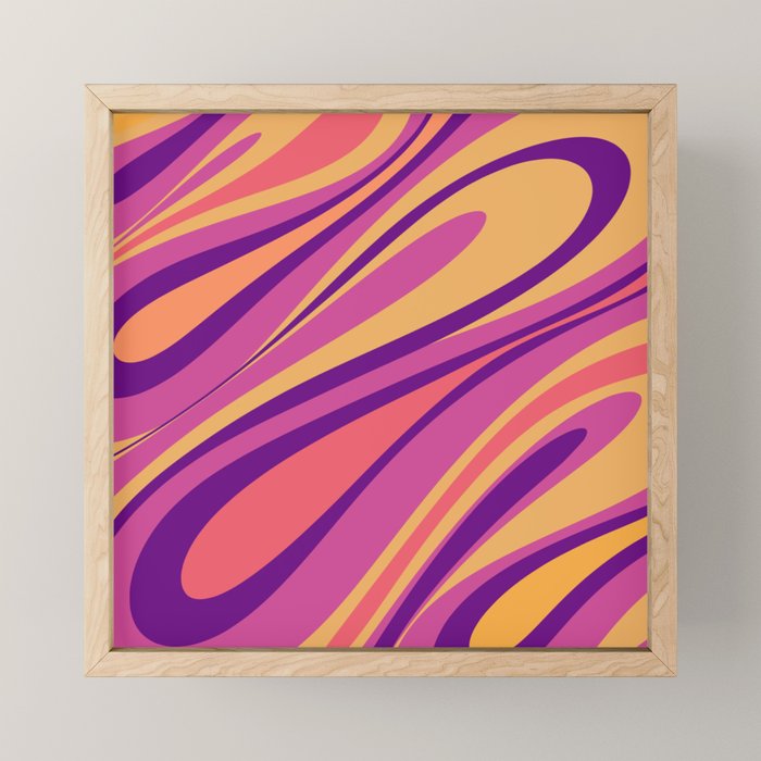Fluid Vibes Retro Aesthetic Swirl Abstract Mustard Magenta Purple Orange Mini Art Print Gallery Image 1