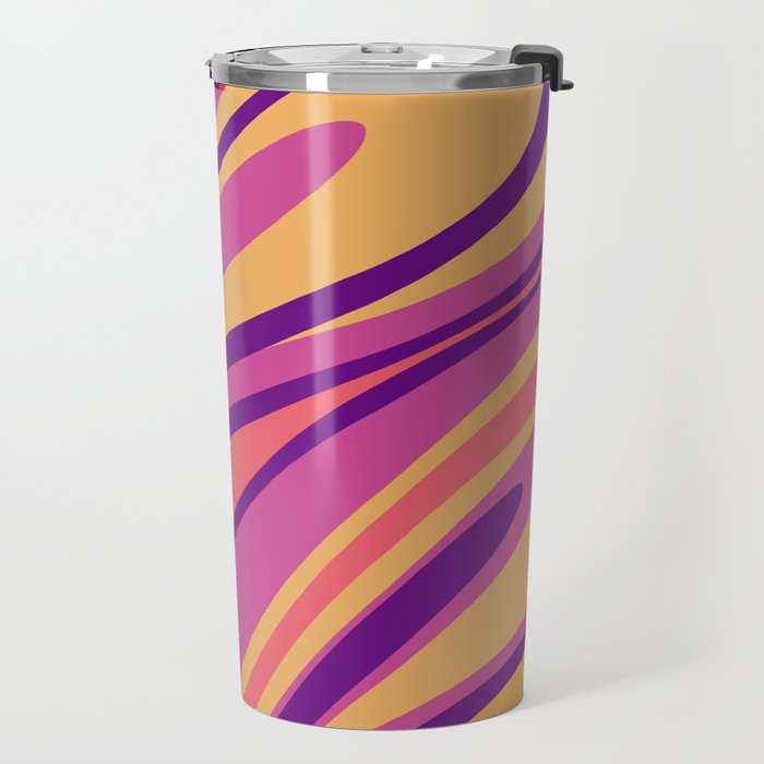 Fluid Vibes Retro Aesthetic Swirl Abstract Mustard Magenta Purple Orange Travel Mug Gallery Image 2