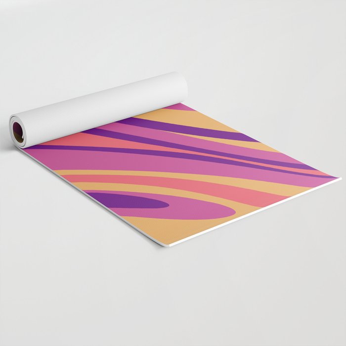 Fluid Vibes Retro Aesthetic Swirl Abstract Mustard Magenta Purple Orange Yoga Mat Gallery Image 2