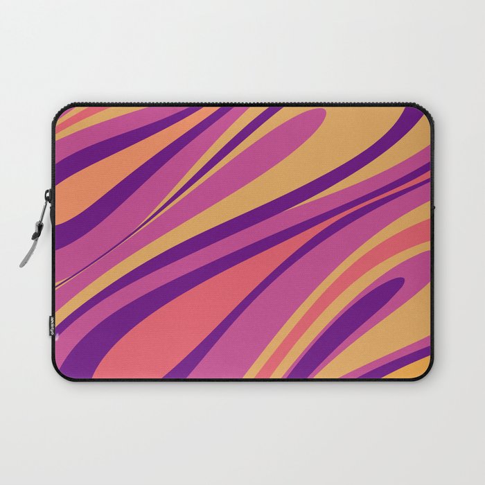Fluid Vibes Retro Aesthetic Swirl Abstract Mustard Magenta Purple Orange Laptop Sleeve Gallery Image 1