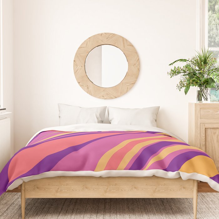 Fluid Vibes Retro Aesthetic Swirl Abstract Mustard Magenta Purple Orange Duvet Cover Gallery Image 3