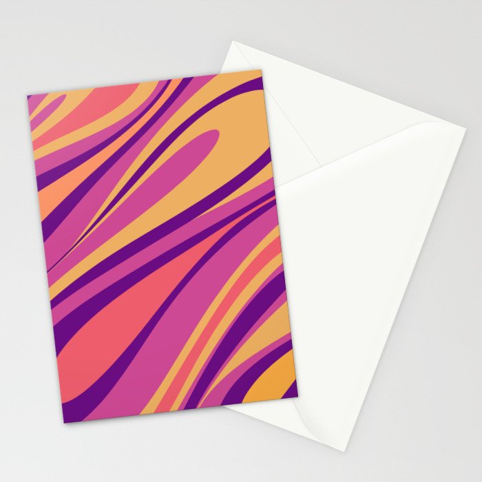 Fluid Vibes Retro Aesthetic Swirl Abstract Mustard Magenta Purple Orange Stationery Card Gallery Image 2