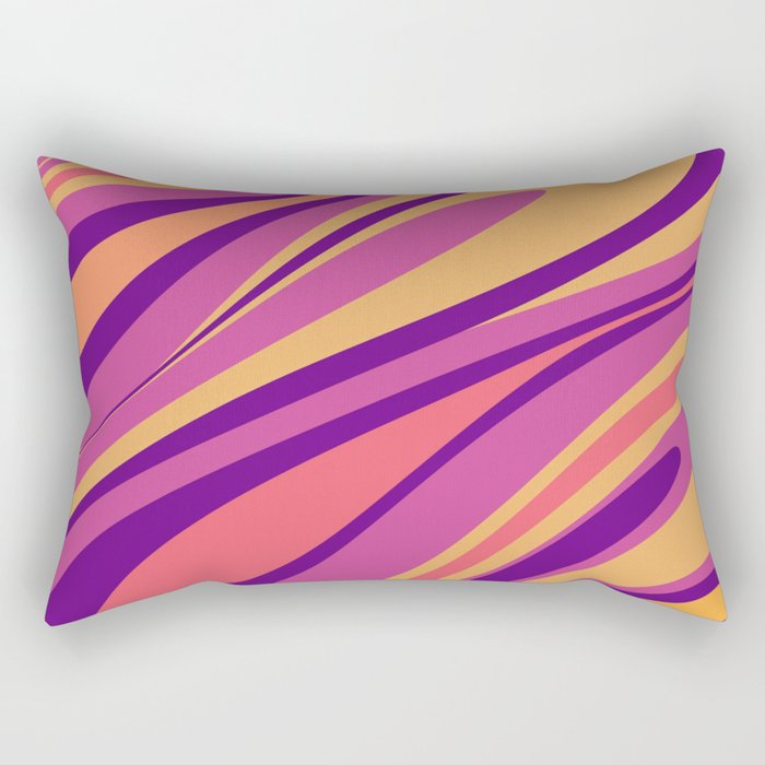 Fluid Vibes Retro Aesthetic Swirl Abstract Mustard Magenta Purple Orange Rectangular Pillow Gallery Image 1