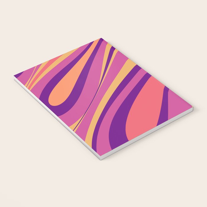 Fluid Vibes Retro Aesthetic Swirl Abstract Mustard Magenta Purple Orange Notebook Gallery Image 3