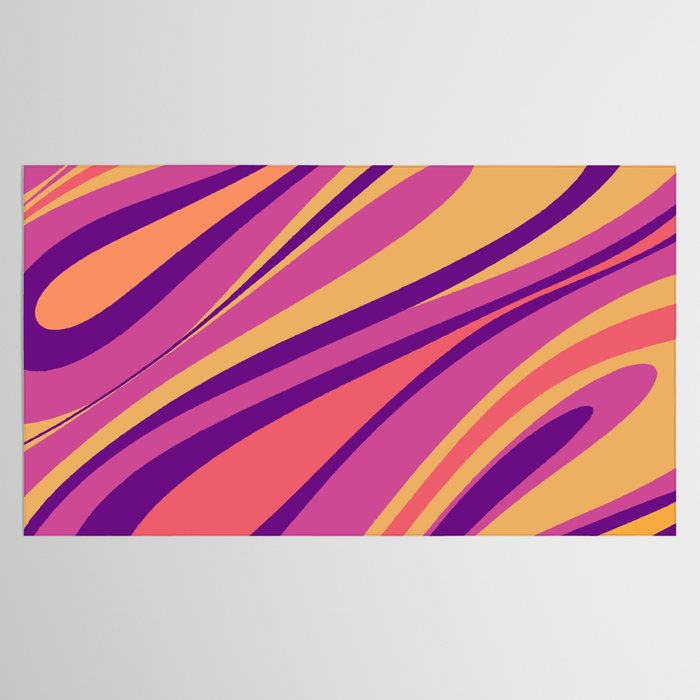 Fluid Vibes Retro Aesthetic Swirl Abstract Mustard Magenta Purple Orange Tablecloth Gallery Image 2