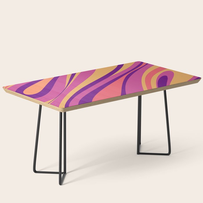 Fluid Vibes Retro Aesthetic Swirl Abstract Mustard Magenta Purple Orange Coffee Table Gallery Image 1