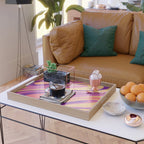 Fluid Vibes Retro Aesthetic Swirl Abstract Mustard Magenta Purple Orange Serving Tray Gallery Image 2