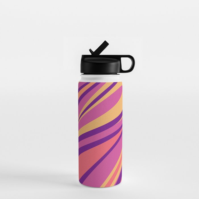 Fluid Vibes Retro Aesthetic Swirl Abstract Mustard Magenta Purple Orange Water Bottle Gallery Image 1