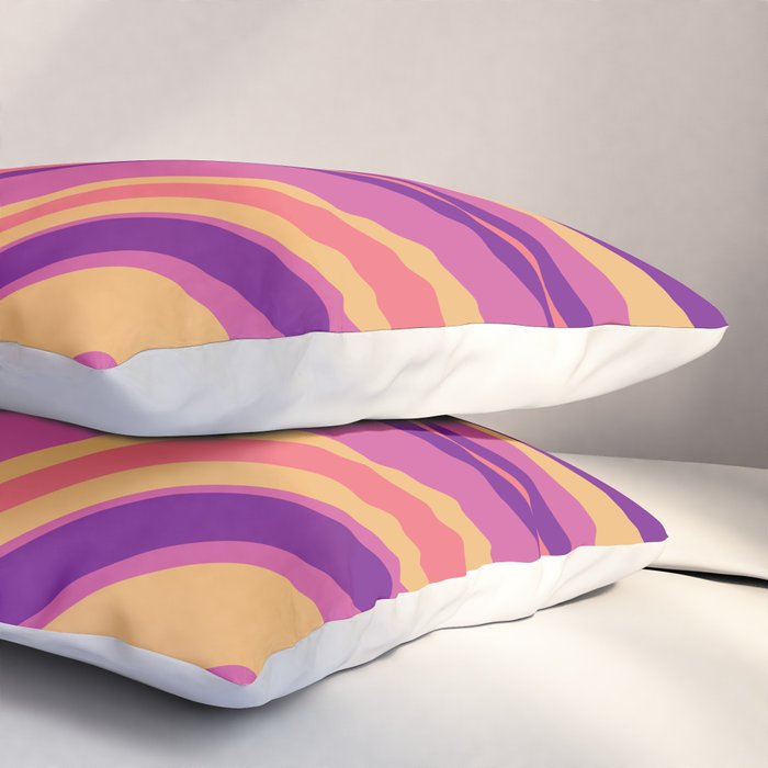 Fluid Vibes Retro Aesthetic Swirl Abstract Mustard Magenta Purple Orange Pillow Sham Gallery Image 3