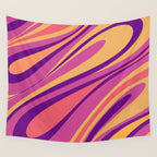 Fluid Vibes Retro Aesthetic Swirl Abstract Mustard Magenta Purple Orange Wall Tapestry Gallery Image 4