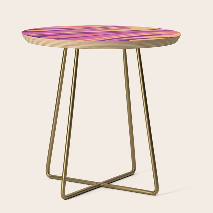 Fluid Vibes Retro Aesthetic Swirl Abstract Mustard Magenta Purple Orange Side Table Gallery Image 1