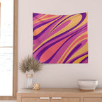 Fluid Vibes Retro Aesthetic Swirl Abstract Mustard Magenta Purple Orange Wall Tapestry Gallery Image 2